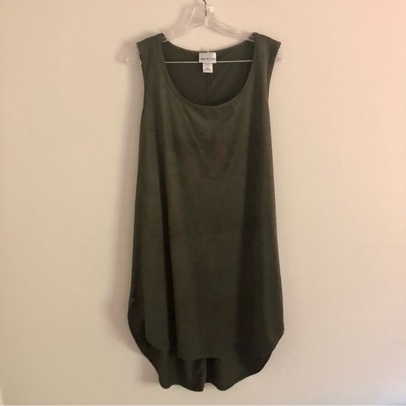 Vintage Dresses & Skirts - Vintage Caren Sport Plus Size Dark Green Sleeveless High Low Midi Dress